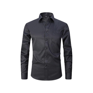 Chemises habillées de bureau brossées à manches longues décontractées pour hommes Chemise boutonnée en flanelle Légende teintée en fil à carreaux pour hommes avec capuche - Product Image 4