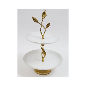 Soporte decorativo para tartas de 2 niveles, con recubrimiento de polvo blanco, para bodas, la mejor calidad, oferta especial - Product Image 1