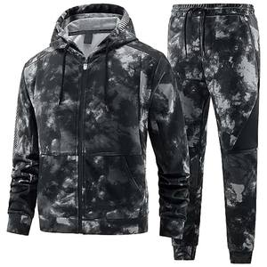 ชุดสเวตเตอร์แบบสวมหัวลายลูกไม้มีฮู้ดสองชิ้นชุดเสื้อผ้า2ชิ้นผ้าฟลีซลำลองแฟชั่นสำหรับผู้ชาย - Product Image 1