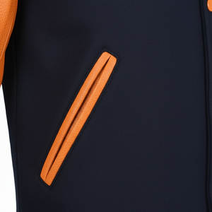 Chaqueta con letras informal ajustada para hombre de calidad superior, moda universitaria personalizada, logotipo frontal de cuero genuino de alta calidad a prueba de viento - Product Image 4