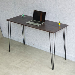 Modern 120x50cm Rubberwood Office <b>Desk</b> with Hairpin Iron Legs and Drawer <b>Solid</b> <b>Wood</b> and Metal Design SPD68213 - Product Image 4