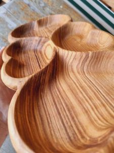 Bandejas para servir de madera de acacia, elegante plato de postre dividido y plato con compartimento, cuencos para servir con acento de madera - Product Image 3