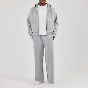 Nuevo Conjunto Deportivo de Invierno para Hombre, de Algodón Grueso de Alta Calidad, Sudadera con Capucha Gris Personalizada y Pantalones Anchos con Bordado - Product Image 2