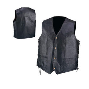 Gilet de moto en cuir véritable pour hommes, gilet en cuir blanc vintage personnalisé de couleur 2 tons - Product Image 2