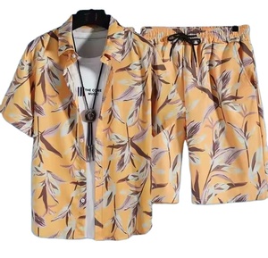 Conjunto de Dos Piezas de Verano para Hombre, Estilo Playero, Vintage, con Flores Tejidas, de Manga Corta y Estilo Informal - Product Image 2