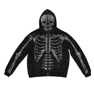 Sudaderas con capucha con estampado Digital 3D de calavera personalizada de alta calidad, ropa informal estilo Hip Hop, sudaderas con capucha de algodón con cremallera completa para hombre - Product Image 2