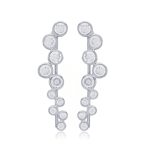 Pendientes redondos de Plata de Ley 925 con diseño geométrico, joyería turca con zirconia brillante, hecha a mano - Product Image 5