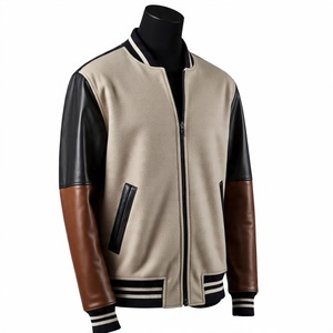 Plus Size Authentic Casual Sport Flight Suit <b>Jacket</b> <b>Men</b> Lapel <b>Sheepskin</b> Genuine Leather Varsity <b>Jackets</b> - Product Image 2