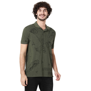 Polo personnalisé pour homme en tissu respirant, col imprimé uni, 100 % coton, logo imprimé, polyester - Product Image 4