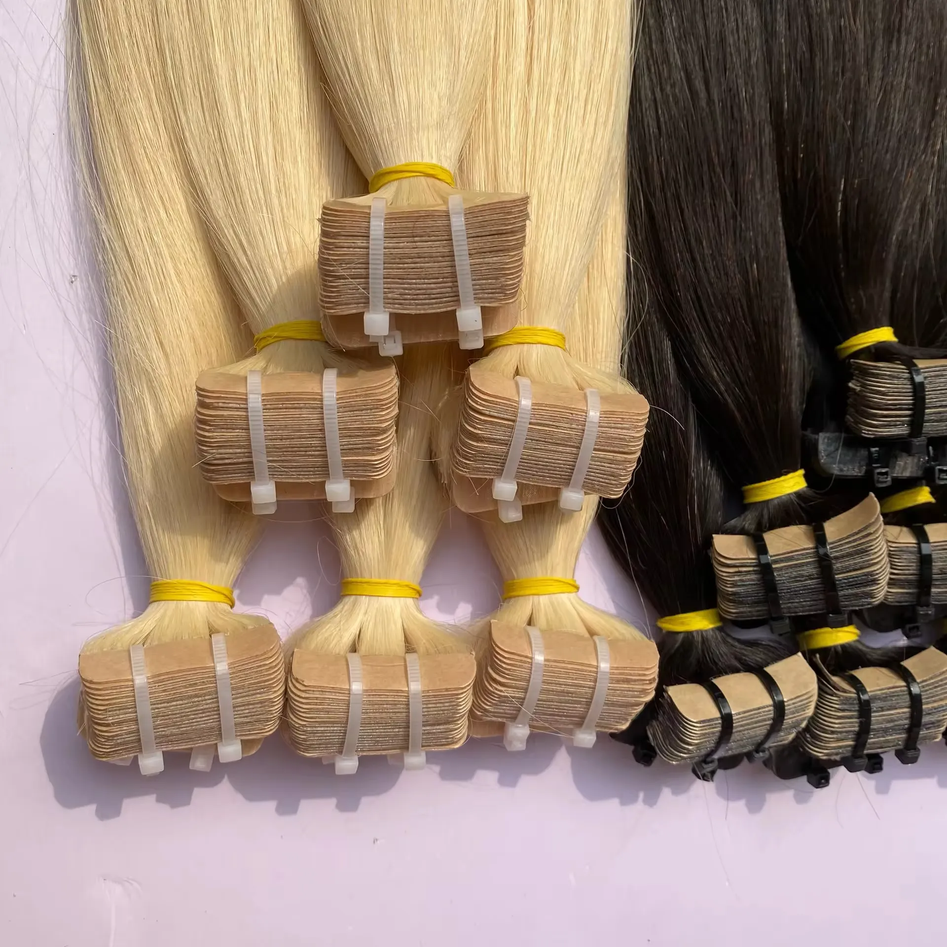 Wholesale Luxury Double Drawn Tape In Hair Extensions Invisible Natural Remy Human Tape In Hair Extensions