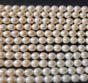 Perlas de Agua Dulce de Alta Calidad de Rudra Gems, Hebras de Perlas de Arroz Naturales Sin Tratar, Color Blanco con Efecto de Cambio de Color, 8 mm, Suaves, para Joyería - Product Image 1