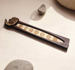 Best Selling Home Decoration Mango Wood Antique <b>Incense</b> <b>Stick</b> <b>Holder</b> With Enamel Printed Home Decor From India - Product Image 1