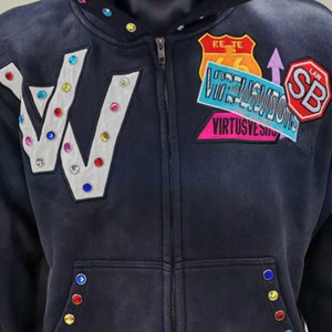 Sudadera con Capucha Personalizada, Estilo Holgado, para Hombre, de Algodón, Hombros Caídos, Chaqueta de Invierno, Estilo Urbano, con Parche Bordado, Tinte Liso - Product Image 5