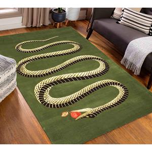 Tapis à motif serpent vert : Tapis d'appoint antidérapant, Tapis en chenille - Product Image 1