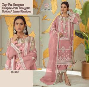 Pakistanais Eid Collection Lourde Faux Georgette Salwar kameez Avec Dupatta Avec Broderie Et Dentelle Travail Achats En Ligne Inde - Product Image 5