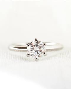 6.5mm Cut Diamond <b>Solitaire</b> Engagement <b>Ring</b> | Classic 6 Prong 18K Gold Plated Sterling <b>Silver</b> Minimalist Wedding <b>Ring</b> | Bridal - Product Image 3