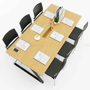 โต๊ะประชุม BFTB2015-Minimalist Modern TrapezBamboo2 ขนาด 200x100 ซม. พร้อมขาเหล็กปรับระดับได้ สำหรับโรงแรมและสำนักงาน - Product Image 2