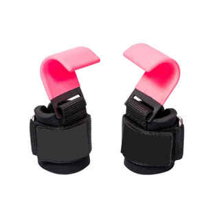 Crochets en acier antidérapants de haute qualité avec crochets en acier revêtus de caoutchouc et rembourrage épais en néoprène pour l'haltérophilie et l'entraînement en salle de sport - Product Image 1