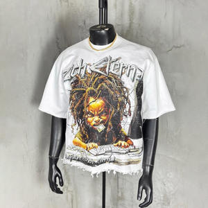 Camisetas hechas a medida para hombre, camiseta recortada de gran tamaño con lavado ácido, camiseta estampada DTG, ropa de calle, camiseta de manga corta - Product Image 1