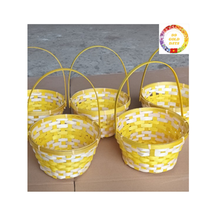 Panier de rangement en bambou naturel avec poignée Panier tissé à la main pour fruits légumes et cadeaux de vacances - Product Image 4