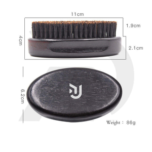 Brosse ondulée douce en poils de sanglier 360 logo personnalisé incurvé Brosse à barbe noire en bois Brosse à cheveux en poils végétaliens pour hommes de la meilleure qualité - Product Image 3