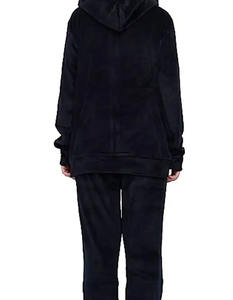 Ensemble de survêtements unisexe en molleton décontracté pour le fitness, sweat à capuche grande taille, col montant, fermeture éclair, décorations à pompons, motif uni et uni - Product Image 5