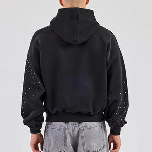 Sweat à capuche pour hommes en éponge française épais à épaules tombantes avec logo personnalisé 100% coton 450 g/m² lavé à l'acide - Product Image 1