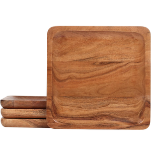 Platos de Servir Ecológicos de Madera Reciclada con Monogramas Grabados para Bodas - Platos de Comedor Modernos y de Lujo Personalizados - Product Image 5