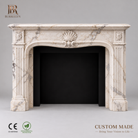 Cheminée en marbre blanc de luxe, autoportante, prête à l'emploi, pour projet de décoration intérieure de villa