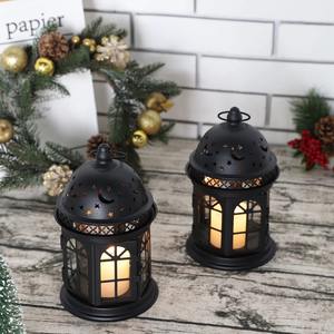 Juego de 2 Elegantes Faroles de Metal Negro, Accesorios de Iluminación Ideales para Decoración de Salas de Estar y Estilo de Estantes, Venta al por Mayor desde India - Product Image 2