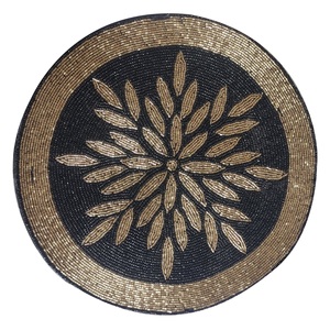 Manteles individuales con cuentas de lujo, artesanía india, Lino de mesa, diseño Redondo, exportación directa de fábrica, algodón hecho a mano, proveedor mayorista a granel - Product Image 2