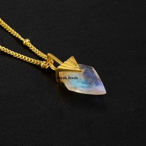 Satellite Blue Flash Rainbow Moonstone Customized 925 Sterling Gold Plated Birthstones Fine Necklace Silver Wholesale Jewelry - Product Image 3