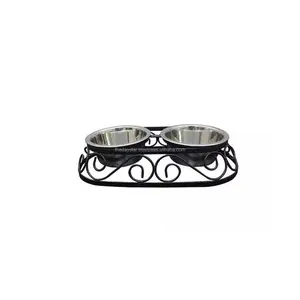 Home Bargains Wrought Iron Dog & Cat Bowl Stand Oval Shape In Customized Size And Colour