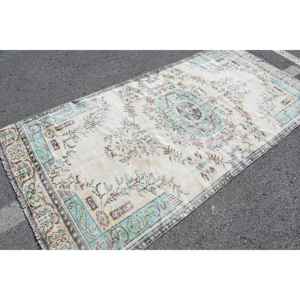 Alfombra clásica azul Beige Floral Vintage turca de área grande de 4,4X9,2 pies alfombra de lana para sala de estar látex para uso en pasillo de adolescentes - Product Image 2