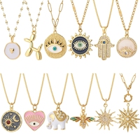 Collier pendentif soleil œil bleu maléfique cœur créatif pour femme, colliers personnalisés avec logo, pendentif en émail couleur or