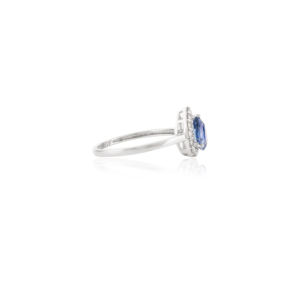 Superbe bague de fiançailles en or blanc massif 14k taille poire naturelle saphir bleu diamant meilleure qualité faite à la main bijoux fins mariages - Product Image 5