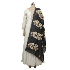 Pañuelo de Algodón Africano con Bordado Floral y Pedrería, Chal de Verano para Mujer, Elegante, Transpirable, para Uso Diario - Product Image 1