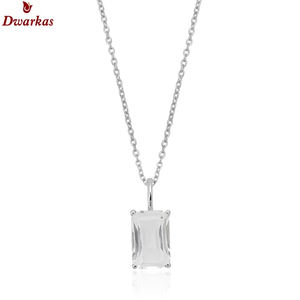 Classique 925 Sterling Silver White Topaz Gemstone Pendentif Collier avec Lien Chaîne Bijoux Cadeau pour les Femmes - Product Image 4