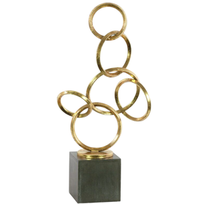 Escultura de Metal Hecha a Mano, Adornos para Mesa, Diseño Circular con Acabado Dorado Decorativo para el Hogar, Oficina, Estudio, Adorno para Mesa - Product Image 5
