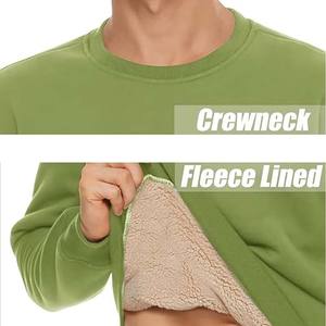 Sudadera de Algodón para Hombre, Cuello Redondo, Manga Larga, Color Verde Oliva, Talla Grande, Gruesa - Product Image 6