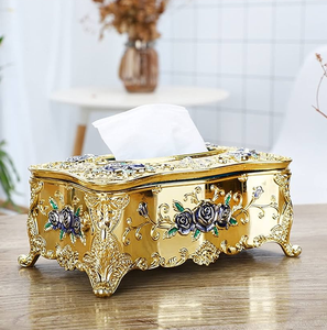 ที่ใส่กระดาษชำระโลหะสีทองสำหรับตกแต่งที่มีการออกแบบลวดรูปหัวใจแบบเลื่อนและเน้นเสียงเบอร์รี่มีจำหน่ายในราคาขายส่ง - Product Image 5