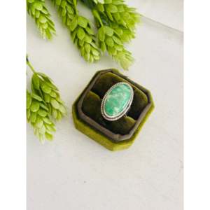 Southwest Royston Turquoise & Sterling <b>Silver</b> Vintage <b>Statement</b> <b>Ring</b> Geometric Gemstone <b>Ring</b> for Everyday Wear Size 8.5 - Product Image 3