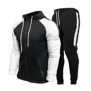 ชุดกีฬามีฮู้ด2ชิ้นเสื้อฮู้ดสีตัดกันชุดวอร์มลำลองสำหรับฤดูใบไม้ร่วง - Product Image 3