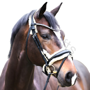 Bride de nez à manivelle anatomique en peau de mouton douce avec sangle flash et bande de sourcils en strass - Product Image 2