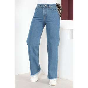 Pantalon en jean décontracté Mega Merchant avec détails à franges, matière Spandex/Polyester, coupe classique - Product Image 2