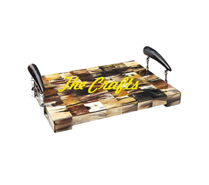 Juego de bandejas de madera y nácar para aperitivos y postres de dos tamaños diferentes Bandeja para servir con calidad exclusiva - Product Image 2
