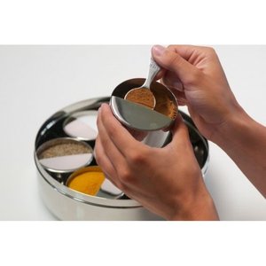 Boîte à épices en laiton de forme ronde à 7 compartiments avec couvercle Boîte de rangement pour épices en métal - Product Image 6