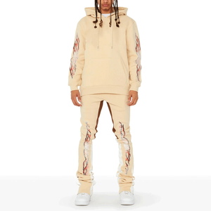 Survêtements imprimés surdimensionnés pour hommes respirants de grande taille ensemble de pantalons de survêtement évasés à capuche survêtements d'hiver - Product Image 1