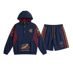 Conjunto de chándal de verano personalizado para hombre: sudadera bordada, cortavientos, pantalones de nailon y shorts. - Product Image 1