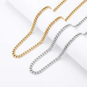 Collar de Cadena Cubana Gruesa Estilo Hip Hop, Cadena Pulida de Seis Lados, Collares de Acero Inoxidable Chapados en Oro para Hombres y Mujeres - Product Image 1